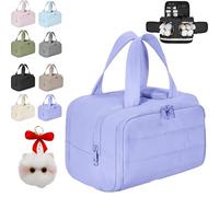 Cureaway Travel Cosmetic Bag, 4-in-1 Multi-Functional Toiletry Bags for Women, Wash Pouch Portable Hanging Organizer, Dry-and-Wet Separation with 4 Compartments (Purple)