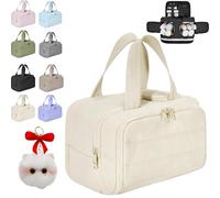 Cureaway Travel Cosmetic Bag, 4-in-1 Multi-Functional Toiletry Bags for Women, Wash Pouch Portable Hanging Organizer, Dry-and-Wet Separation with 4 Compartments (White)