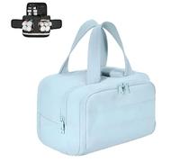 Cureaway Travel Cosmetic Bag, Cureaway, Large Capacity Wide-Open Travel Cosmetic Bag, 4-in-1 Waterproof Multi-Functional Toiletry for Women (Blue)