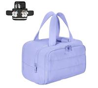 Cureaway Travel Cosmetic Bag, Cureaway, Large Capacity Wide-Open Travel Cosmetic Bag, 4-in-1 Waterproof Multi-Functional Toiletry for Women (Purple)