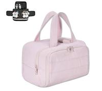 Cureaway Travel Cosmetic Bag, Cureaway, Large Capacity Wide-Open Travel Cosmetic Bag, 4-in-1 Waterproof Multi-Functional Toiletry for Women (Pink)