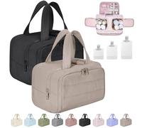Cureaway Travel Cosmetic Bag, Curetoaway Large Capacity Wide-Open Travel Cosmetic Bag, 4-in-1 Puffy Multi-Functional Toiletry Bag for Women, Dry-and-Wet Separation with 4 Compartments (2pcs-B)