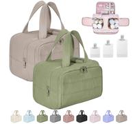 Cureaway Travel Cosmetic Bag, Curetoaway Large Capacity Wide-Open Travel Cosmetic Bag, 4-in-1 Puffy Multi-Functional Toiletry Bag for Women, Dry-and-Wet Separation with 4 Compartments (2pcs-E)