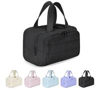 Cureaway Travel Cosmetic Bag, Curetoaway Large Capacity Wide-Open Travel Cosmetic Bag, Curetoaway Cosmetic Bag with Divider and Handle Lightweight Waterproof (Black)