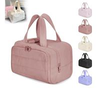 Cureaway Travel Cosmetic Bag, Large Capacity Wide-Open Travel Cosmetic Bag. 4-in-1 Puffy Multi-Functional Toiletry Bags, Suitable for Daily Travels and outings (Pink)