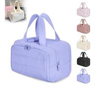 Cureaway Travel Cosmetic Bag, Large Capacity Wide-Open Travel Cosmetic Bag. 4-in-1 Puffy Multi-Functional Toiletry Bags, Suitable for Daily Travels and outings (Light Purple)