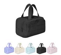 Cureaway Travel Cosmetic Bag, Large Capacity Wide-Open Travel Cosmetic Bag, Lightweight Portable, for Toiletries Storage (Black)