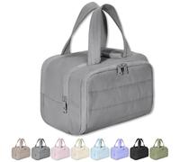 Cureaway Trousse de toilette de voyage Curetoaway-Z de grande capacité, grande ouverture, trousse de toilette Curetoaway pour femme avec séparateur et poignée, séparation sèche et humide, gris