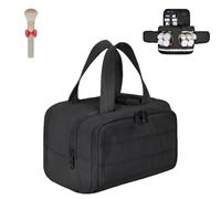 Cureaway Trousse de toilette de voyage, grande capacité, grande ouverture, étanche, portable, trousse de toilette plate, Noir , Femme