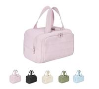 Cureaway Voyage Makeup Pack, 4 en 1 Grande Capacité Grande Ouverture Voyage Makeup Pack, Portable Gonflable Makeup Pack avec Séparateur Et Poignée (Pink)