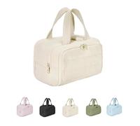 Cureaway Voyage Makeup Pack, 4 en 1 Grande Capacité Grande Ouverture Voyage Makeup Pack, Portable Gonflable Makeup Pack avec Séparateur Et Poignée (Beige)