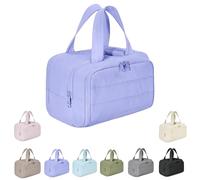 CureawayTravel Bag,4-in-1 Puffy Multi-Functional Toiletry Bag for Women,Large Capacity Wide-Open Travel Cosmetic Bag,for Womentraveling, Essentials Toiletries (Light Purple)