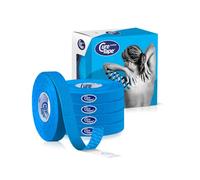 CureTape Classic Bleu - Bande Adhesive Medicale et Muscle Tape Kinesiology Tape sans Latex, Hand Tape et Joint Tape Impermeable pour Soutien Musculaire, 1 cm x 5 m, Pack de 5 Pieces