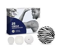 CureTape Lot de 25 patchs Feestyle Libre 3 - Dexcom G7 - Pansements de fixation imperméables - Diamètre 65 mm - Zèbre