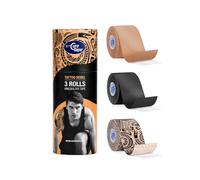 CureTape, Lot de 3 Rouleaux de Bande de Kinésiologie 5x2,5m | 3 rouleaux de bande de kinésiologie CureTape extra forte, imperméable, pour mobilité et performance.