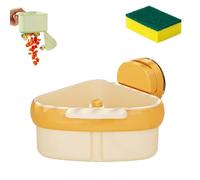 Curetoaway Étagère d’Angle pour Évier avec Ventouse, Collecteur de Déchets Alimentaires pour Évier de Cuisine, Panier Filtre Triangulaire avec Trou d’Évacuation, Porte-Éponge (Jaune)