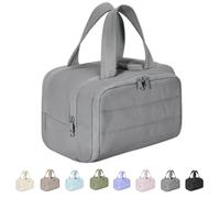 Curetoaway Travel Cosmetic Bag, Cureaway Large Capacity Wide-Open Travel Cosmetic Bag, 4-in-1 Waterproof Portable Puffy Makeup Package, with 4 Compartments and Handle (Gray)