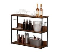 curfair 2 Tiers Plan de Travail Cuisine ilot Central Cuisine Meuble Cuisine avec Plan de Travail Structure en métal Structure en H 100x30x79cm (Marron)