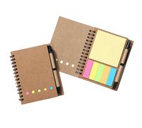 curfair Bloc-Notes à Pression Durable Bloc-Notes à Pression Bloc-Notes à Spirale en Papier Kraft Rustique avec étiquettes d'index Autocollantes Stylo à Bille Ensemble de Blocs-Notes combinés à