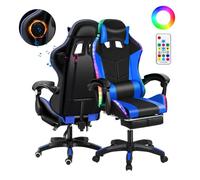 curfair Fauteuil Gamer avec Haut-Parleurs Bluetooth & LED RGB - Chaise Gaming Massante à Dossier Haut (Pivotante 360°) - Siège Bureau Réglable en Hauteur