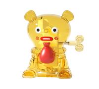 curfair Jouet à remonter pour tout-petits - Durable - Ours de dessin animé - Ressort avec ventouse antidérapante - Mignon et drôle - 360 ° - Backflip - Pour enfants et adultes - Jaune