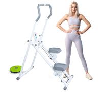 Curfair Stepper d'escalier et plaque tournante pour exercice à domicile, capacité de 150 kg, machine pas à pas pliable avec écran LCD, guidon réglable et pédales antidérapantes, monte-escalier compact