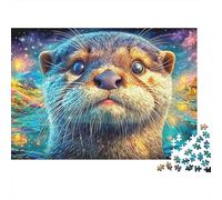 Curieuse Loutre dans Une scène de Nuit de Fantaisie Puzzle De 1000 Pièces Loutre Adorable Éducatif Et De Défiant, Cadeau pour Tous 38x26cm/1000pcs