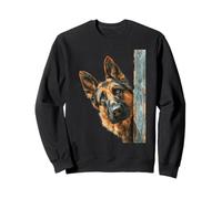 Curieux Berger Allemand regardant l'art du Chien Sweatshirt