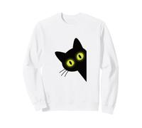 Curieux Chat Noir regardant avec des Yeux Jaunes Brillants Illustrati Sweatshirt