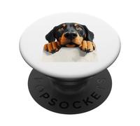 Curieux Chien Noir Tan Peeking Puppy Art PopSockets PopGrip Adhésif
