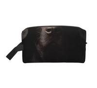 Curieux Labrador Noir adopté, Trousse de Maquillage Trousse à cosmétiques Trousse de Toilette de Voyage Portable Organisateur de Pochette de Maquillage