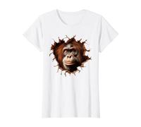 Curieux Orang-outan Qui Regarde à Travers Le Trou fissuré T-Shirt Graphique avec Valeur