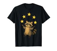Curieux Raton Laveur jonglant étoiles fantaisiste Ciel Nocturne Art T-Shirt