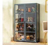 Curio Étagère à 4 niveaux pour objets de collection et jouets avec vitrine à trophées et étagère pour salle de jeux Gris 82 cm
