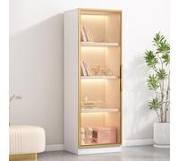 Curio Vitrine avec portes en verre, grande armoire d'appoint pour objets de collection, étagère d'angle de grande capacité pour salon