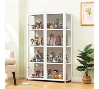 Curio Vitrine blanche à 4 niveaux pour objets de collection, jouets, trophées et livres, salle de jeux, étagère avec étagères de rangement (82 cm)