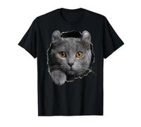Curious American Curl Cat regardant à Travers T-Shirt