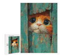 Curious Cat Peeking Through Door Puzzle 1000 Pièces Educa Jouet en Bois Cadeau Unique Décoration Intérieure Jeu Éducatif Challenge Toy Adultes Et Enfants À Partir De 14 Ans 500 PCS