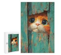 Curious Cat Peeking Through Door Puzzle 1000 Pièces Educa Jouet en Bois Cadeau Unique Décoration Intérieure Jeu Éducatif Challenge Toy Adultes Et Enfants À Partir De 14 Ans 1000 PCS
