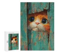 Curious Cat Peeking Through Door Puzzle 1000 Pièces Educa Jouet en Bois Cadeau Unique Décoration Intérieure Jeu Éducatif Challenge Toy Adultes Et Enfants À Partir De 14 Ans 300 PCS