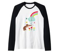 Curious George Rainbows and Flowers Spring Fun Manche Raglan