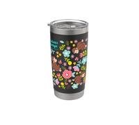 Curious George Spring Floral All Over Print Gobelet isotherme en acier inoxydable double paroi