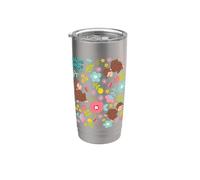 Curious George Spring Floral All Over Print Gobelet isotherme en acier inoxydable double paroi