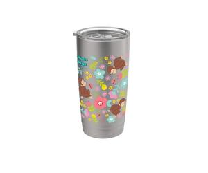 Curious George Spring Floral All Over Print Gobelet isotherme en acier inoxydable double paroi