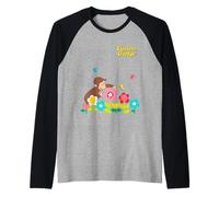 Curious George Spring Flower Garden Fun Manche Raglan