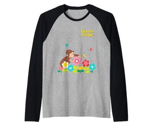 Curious George Spring Flower Garden Fun Manche Raglan