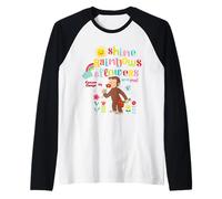 Curious George Sunshine Rainbows & Flowers Manche Raglan