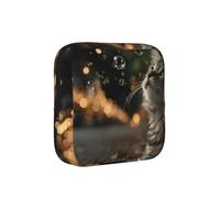 Curious Kitten Sac de rangement compact pour serviettes hygiéniques Motif drapeau américain Pour femme - Portable et élégant avec fermeture éclair pour un transport quotidien