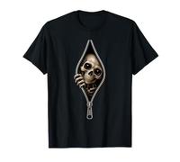 Curious Skeleton Zipper 3D Halloween Men Women Kids T-Shirt