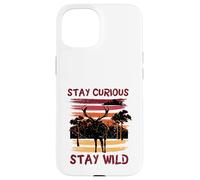 Curious Stay Wild Deer Sunset Nature Lover Outdoor Vintage Coque pour iPhone 15